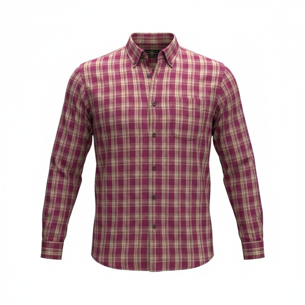 American Eagle Men's XL Purple Burgundy Plaid Button Down Shirt Cotton